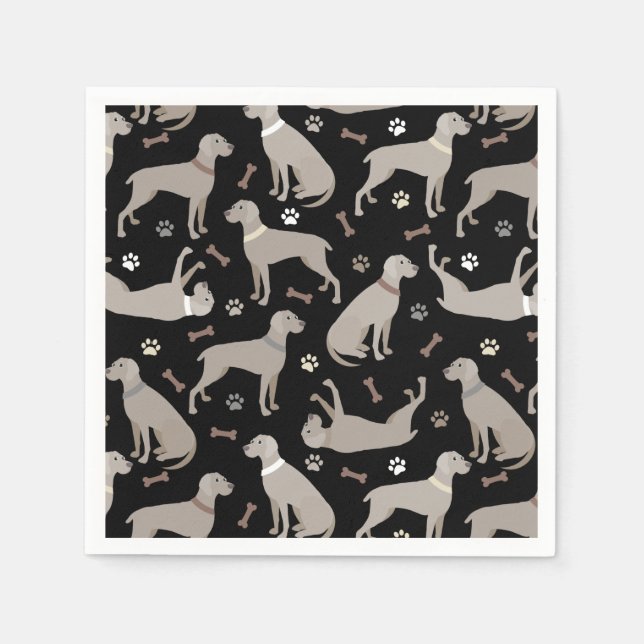 Servilleta De Papel Weimaraner Bones y Paws (Anverso)