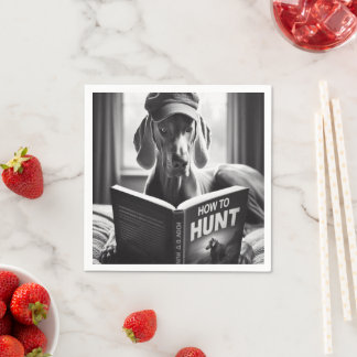 Servilleta De Papel Weimaraner lee un libro sobre cómo cazar