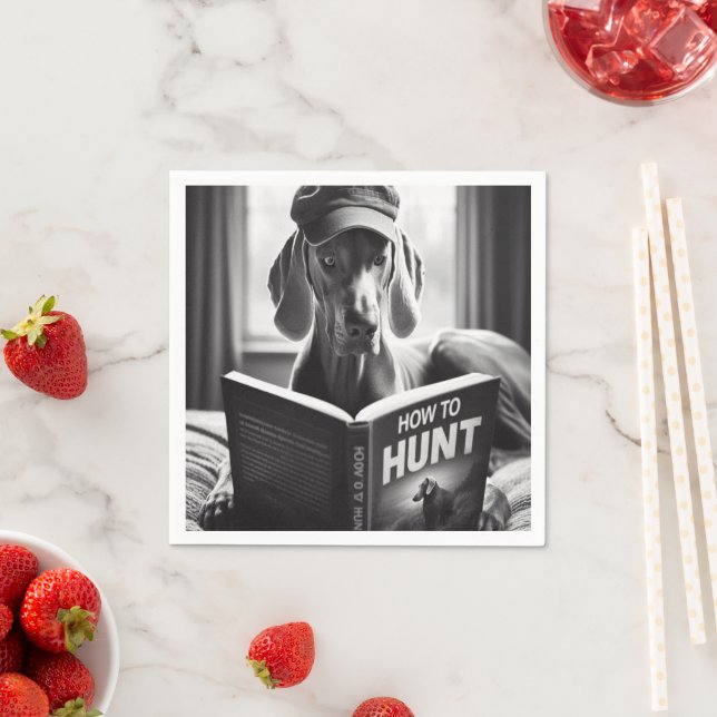 Servilleta De Papel Weimaraner lee un libro sobre cómo cazar (In situ)