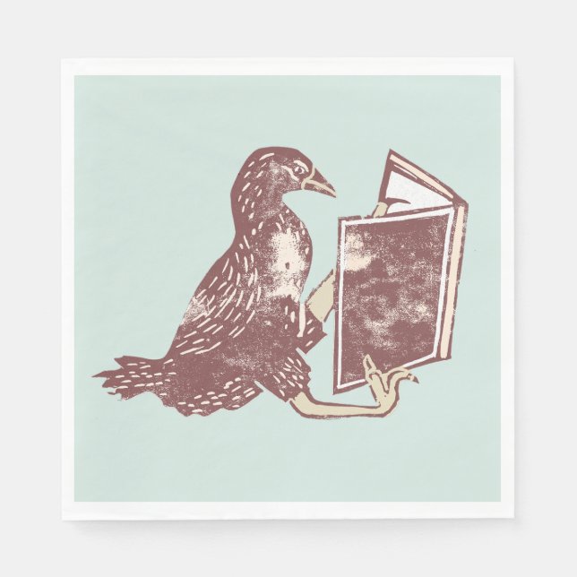 Servilleta De Papel Weka Bird leyendo un libro (Anverso)