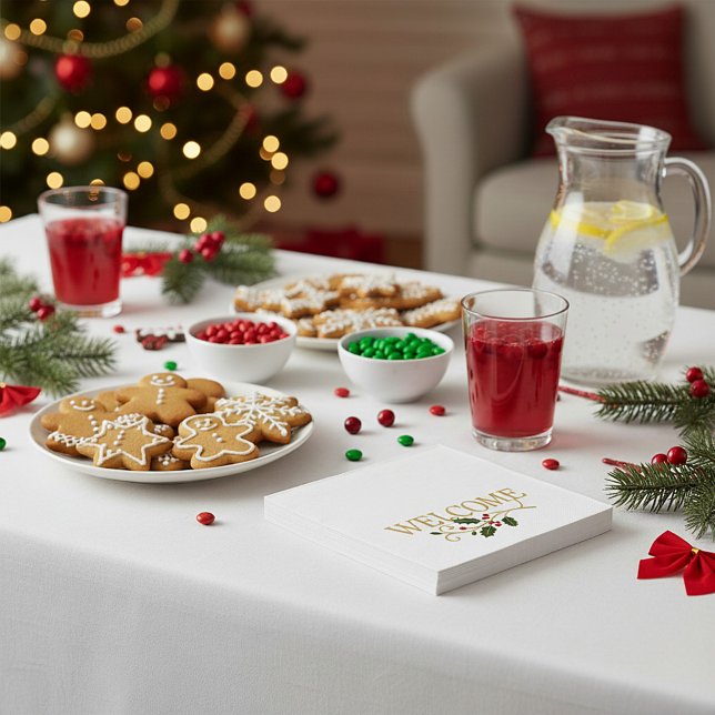 Servilleta De Papel Welcome holly christmas guest  (Subido por el creador)