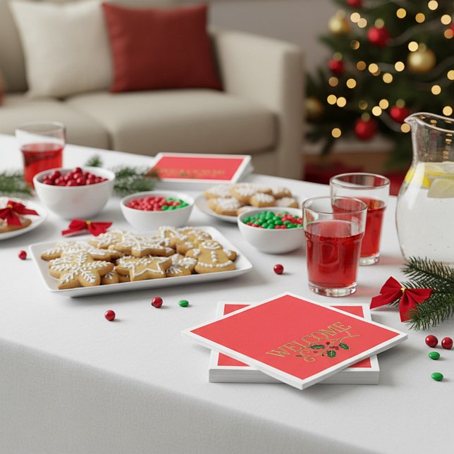 Servilleta De Papel Welcome holly christmas guest  (Subido por el creador)