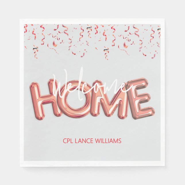 Servilleta De Papel Welcome Home Patriotic Military Hero Party (Anverso)