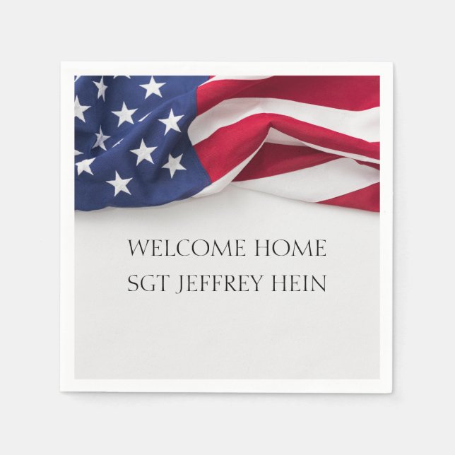 Servilleta De Papel Welcome Home USA Flag Military Party (Anverso)