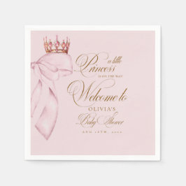 Servilleta De Papel Welcome Princess Baby Shower Gold Pink Girl