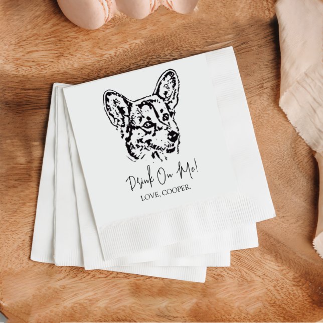 Servilleta De Papel Welsh Corgi Perro Personalizado Cocktail Napkin (Subido por el creador)