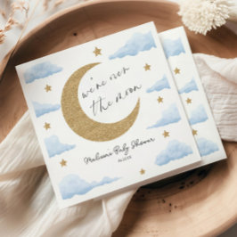 Servilleta De Papel We're Over The Moon Blue Celestial Baby Shower