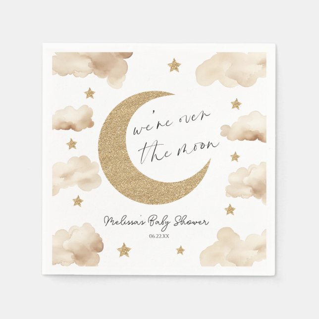 Servilleta De Papel We're Over The Moon Boho Celestial Baby Shower (Anverso)