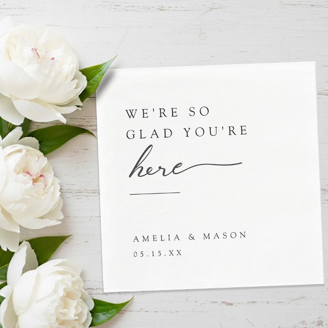 Servilleta De Papel We're So Glad You're Here Minimal Paper Wedding  (We're So Glad You're Here Minimal Paper Wedding Napkins)