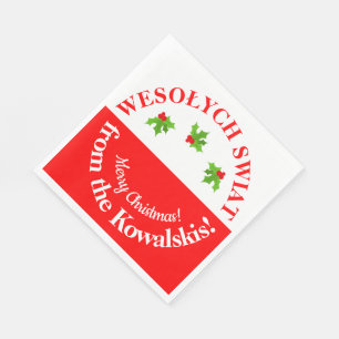 Servilleta De Papel Wesolych Swiat Navidades Fiesta Bandera y nombre p