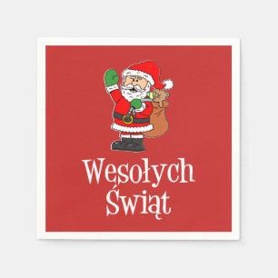 Servilleta De Papel Wesolych Swift Polaco Feliz Navidad Santa