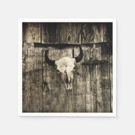 Servilleta De Papel Western Bull Skull Barn Wood Sepia Vintage Rustic