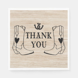 Servilleta De Papel Western Cowboy Boot Country Wedding Wood Gracias