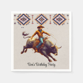 Servilleta De Papel Western Cowboy Bull Rider Aztec Birday Party