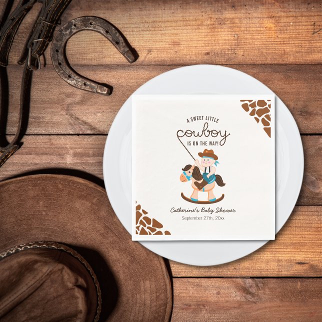 Servilleta De Papel Western Cowboy Rocke Horse Boy Baby Shower (Subido por el creador)