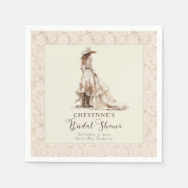 Servilleta De Papel Western Cowgirl Boots and Lace Bridal Shower 