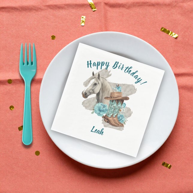 Servilleta De Papel Western Horse Floral Equestrian- Napkins (Subido por el creador)