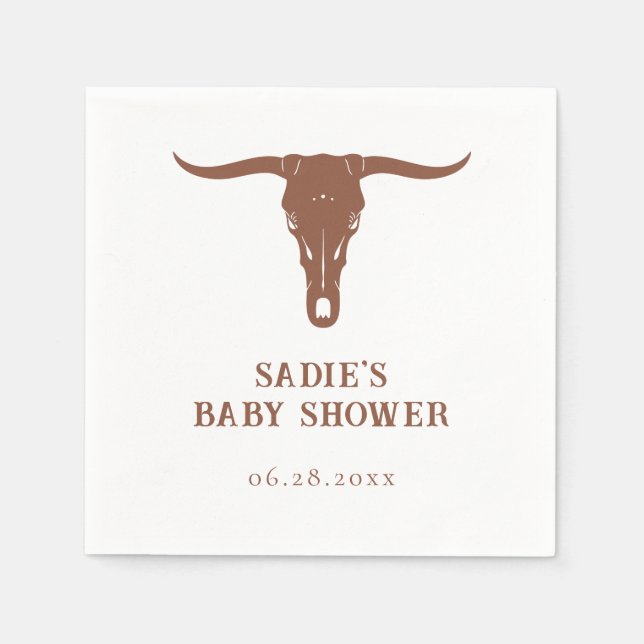Servilleta De Papel Western Terracotta Cowboy Baby Shower Napkins (Anverso)