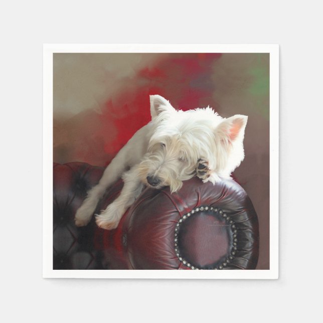 Servilleta De Papel Westie descansando (Anverso)