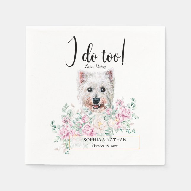 Servilleta De Papel Westie Dog Boda Cocktail Napkins (Anverso)