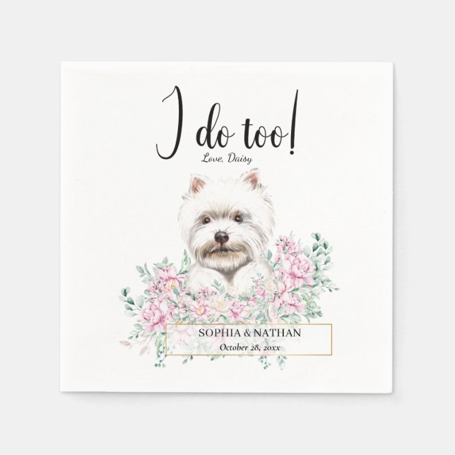 Servilleta De Papel Westie Dog Boda Cocktail Napkins (Anverso)