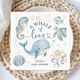 Servilleta De Papel Whale Baby Shower Boy Blue Ocean Paper