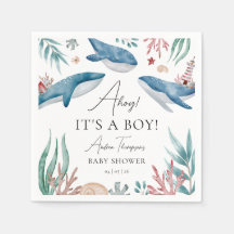 Whale Under the Sea Ahoy es un niño Baby Shower