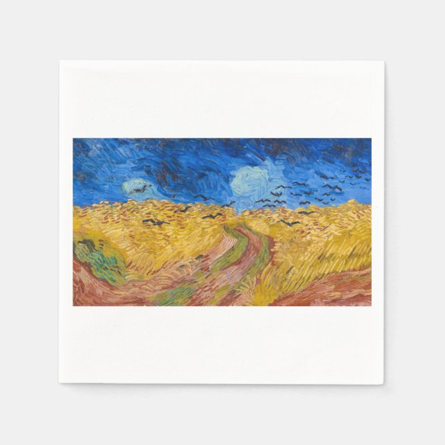 Servilleta De Papel Wheatfield with Crows by Vincent van Gogh (Anverso)