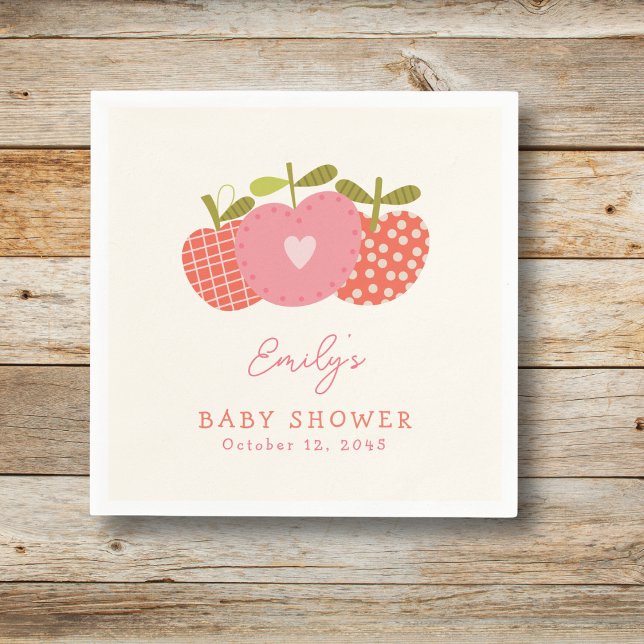 Servilleta De Papel Whimsical Apple Thall Cae Baby Shower Pink Red (Subido por el creador)