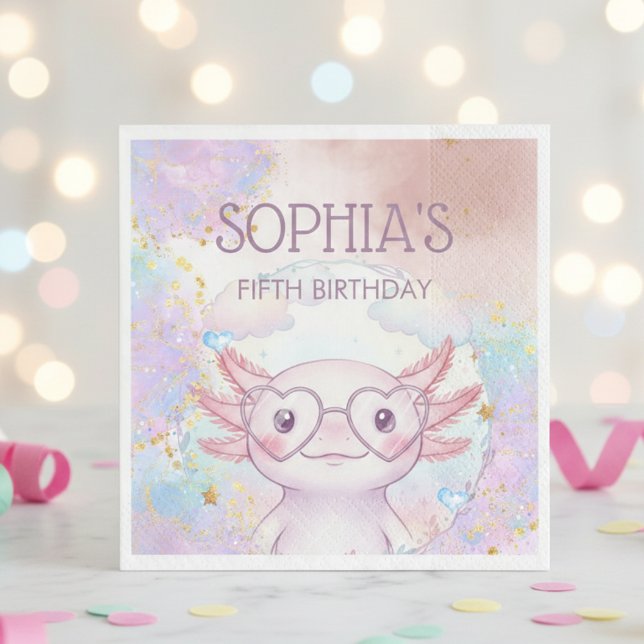 Servilleta De Papel Whimsical axolotl kids birthday (Subido por el creador)