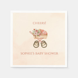 Servilleta De Papel Whimsical Baby Carriage Floral Baby Shower