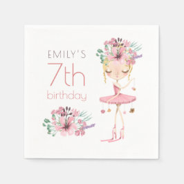 Servilleta De Papel Whimsical Ballerina Floral 7 Chica de la Fiesta de