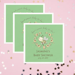 Servilleta De Papel Whimsical Bee Wreath Baby Shower