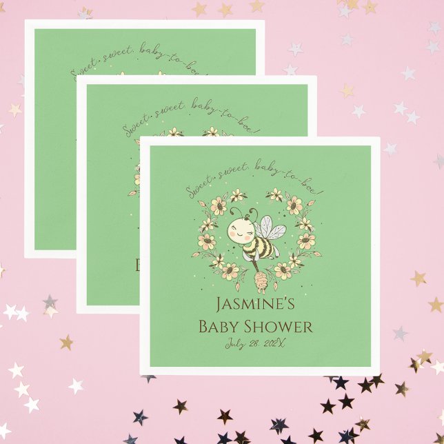 Servilleta De Papel Whimsical Bee Wreath Baby Shower (Subido por el creador)