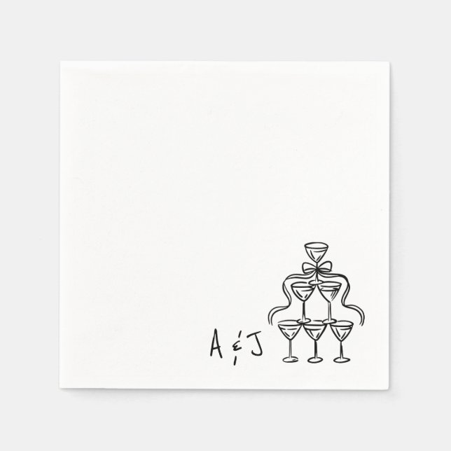 Servilleta De Papel Whimsical Bow Cocktail Tower Bodas Napkins (Anverso)