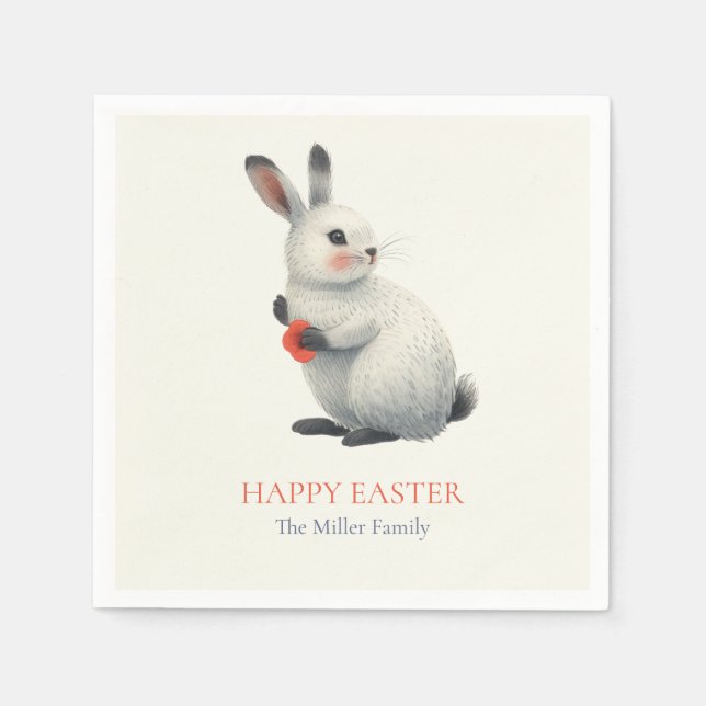 Servilleta De Papel Whimsical Bunny Meadow Easter Brunch Cloth Nap (Anverso)