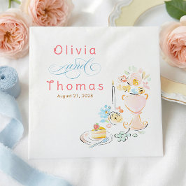 Servilleta De Papel Whimsical Chic Elegant Hand Drawn Wedding