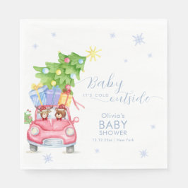Servilleta De Papel Whimsical Cold Outside Reindeer Bear Baby Shower