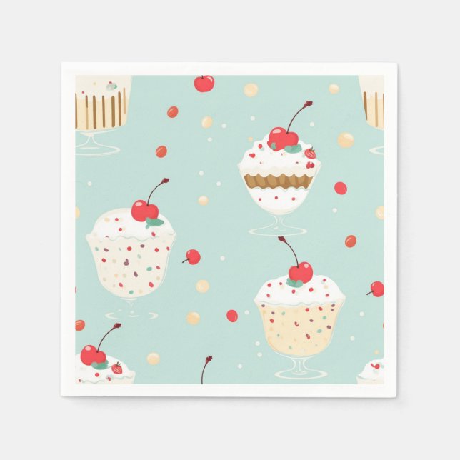 Servilleta De Papel Whimsical Cupakes Delight Fiesta Napkins (Anverso)