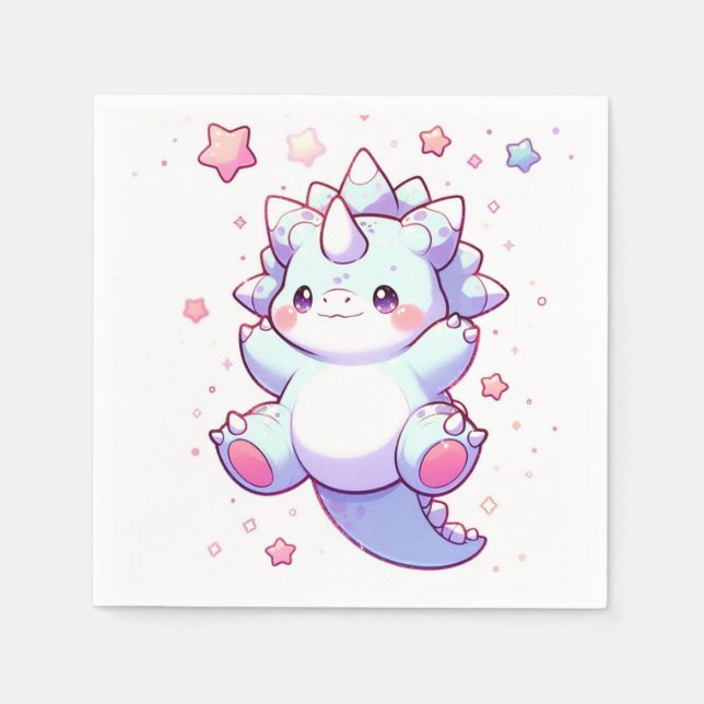 Servilleta De Papel Whimsical Cute Dinosaur Baby Shower (Anverso)