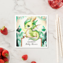 Servilleta De Papel Whimsical Cute Dragon Baby Shower Paper
