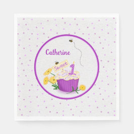 Servilleta De Papel Whimsical Daisy Cupakes 1er cumpleaños