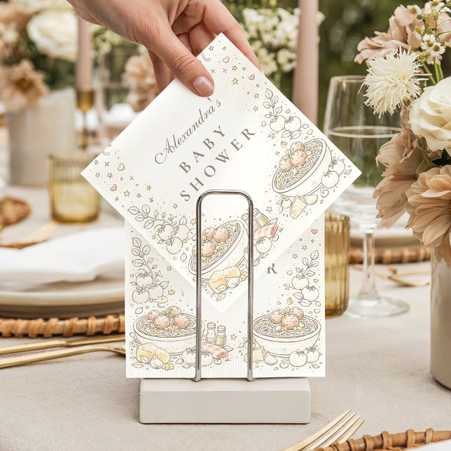 Servilleta De Papel Whimsical Doodle Little Meatball Baby Shower (Subido por el creador)