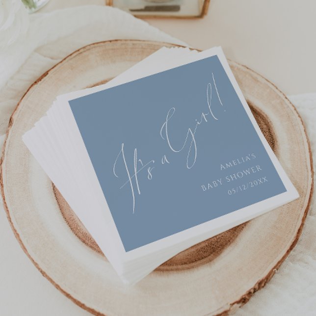 Servilleta De Papel Whimsical Dusty Blue es un Baby Shower Chica (Subido por el creador)