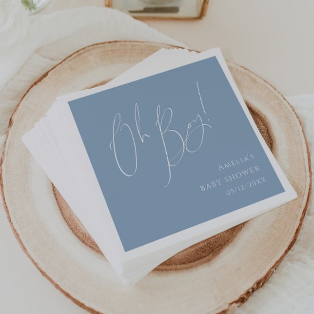 Servilleta De Papel Whimsical Dusty Blue Oh Boy Baby Shower (Subido por el creador)