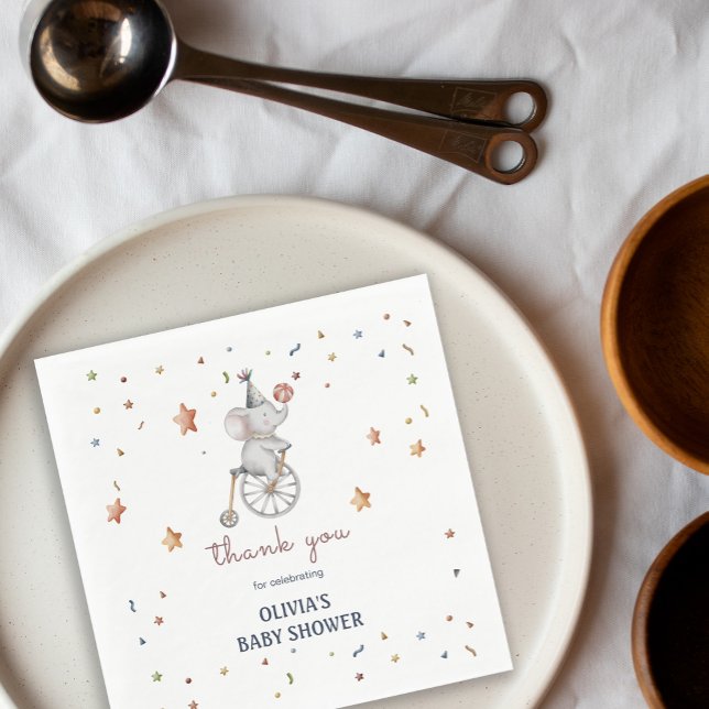 Servilleta De Papel Whimsical Elephant Circus Baby Shower Gift (Whimsical Elephant Circus Baby Shower Gift Napkins)