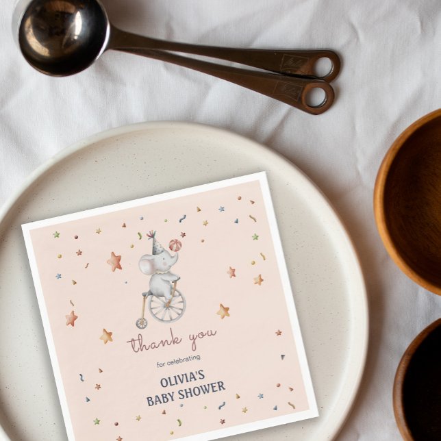 Servilleta De Papel Whimsical Elephant Circus Baby Shower Gift (Whimsical Elephant Circus Baby Shower Gift Napkins)