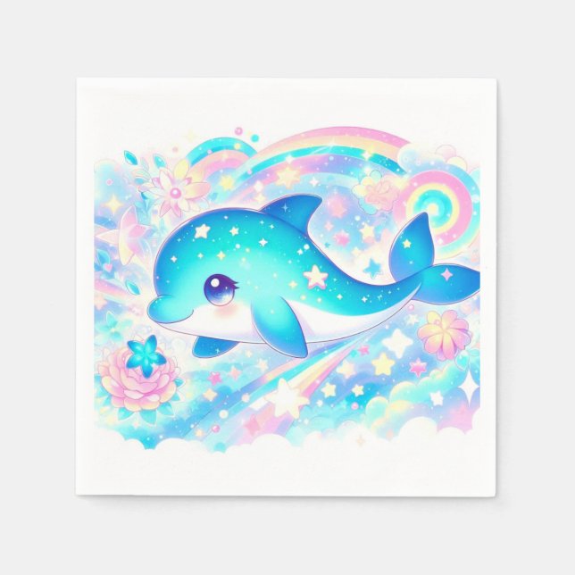 Servilleta De Papel Whimsical Fantasy Dolphin Baby Shower (Anverso)