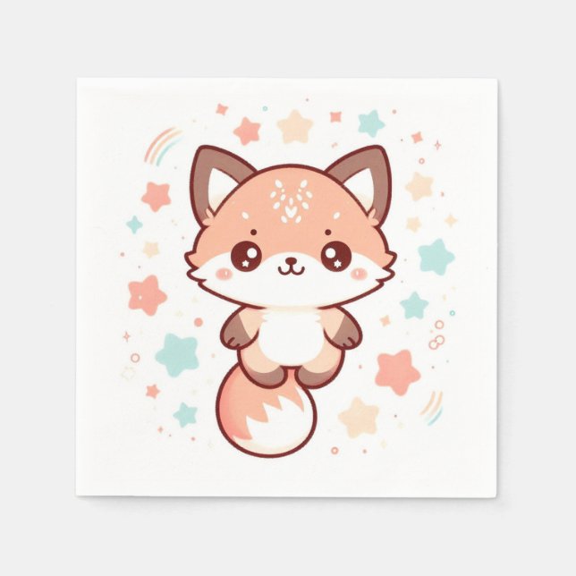 Servilleta De Papel Whimsical Fantasy Fox Baby Shower (Anverso)