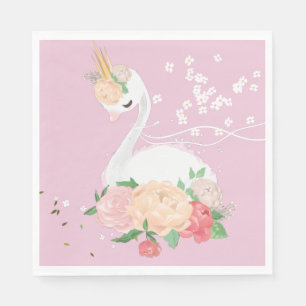 Servilleta De Papel Whimsical Floral Swan Birday